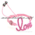 Love alloy charm shamballa pink bracelet